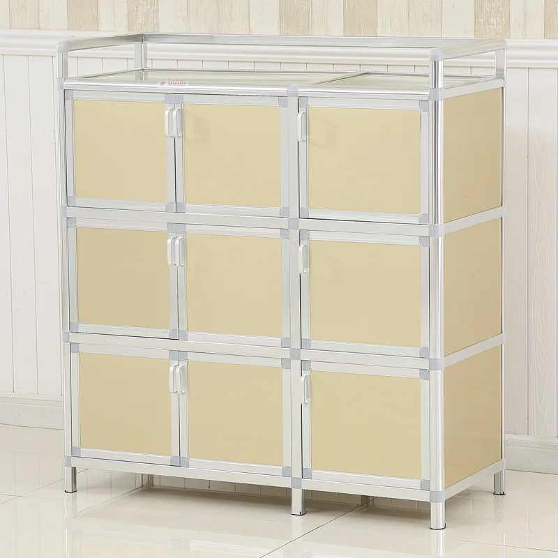 Side cabinet, cupboard, household kitchen storage locker, multi-functional simple modern aluminum alloy tea cabinet, stove cabin