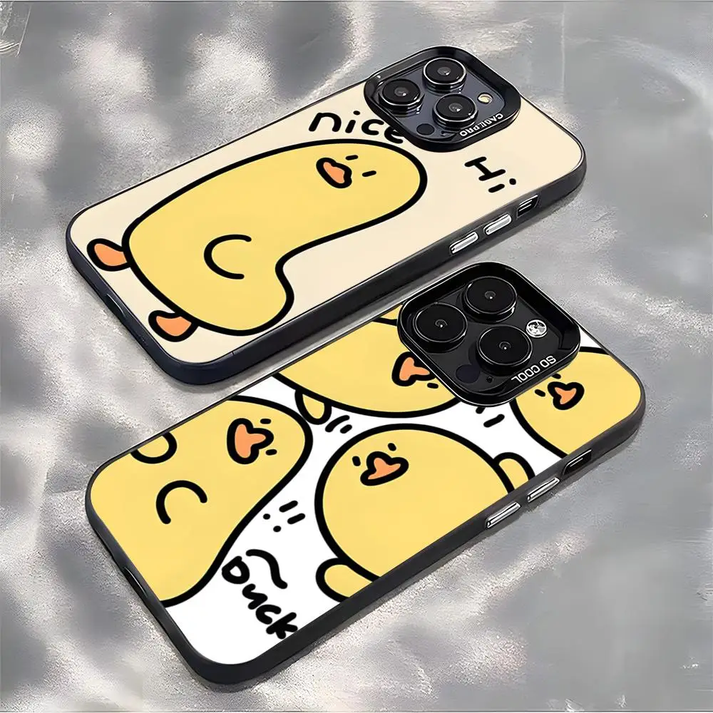 Niedliche Cartoon-Enten-Handyhülle für iPhone 17 Air 16 E 15 14 Plus 13 12 11 Pro Max Farbige Silberne Abdeckung