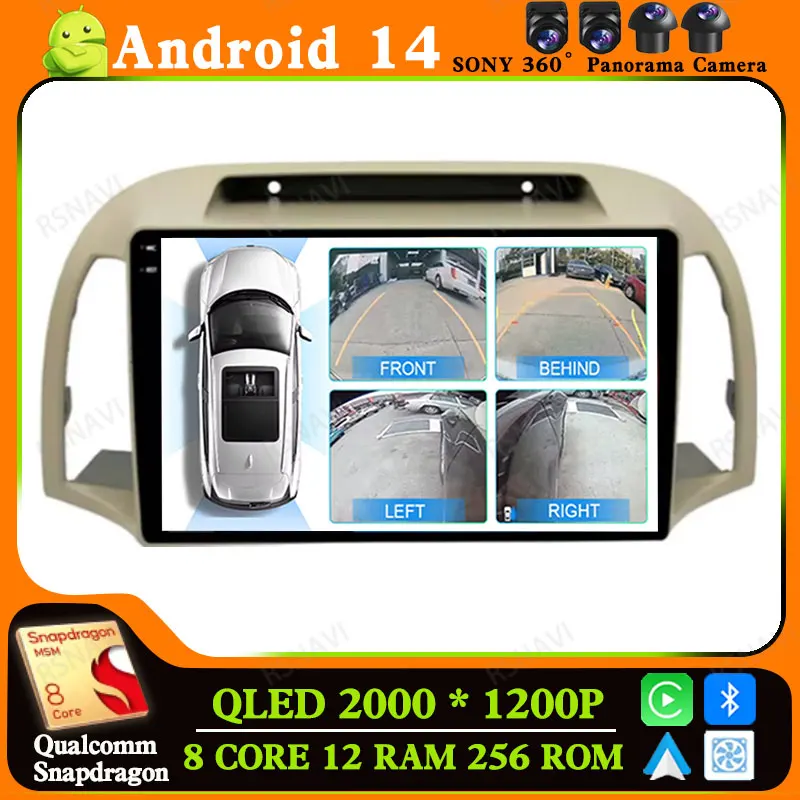 Android 14 Car Radio For Nissan March Micra K12 2002 2003-2010 5G WIFI Viedo Player Navigation DSP DVD Wireless Carplay Auto GPS