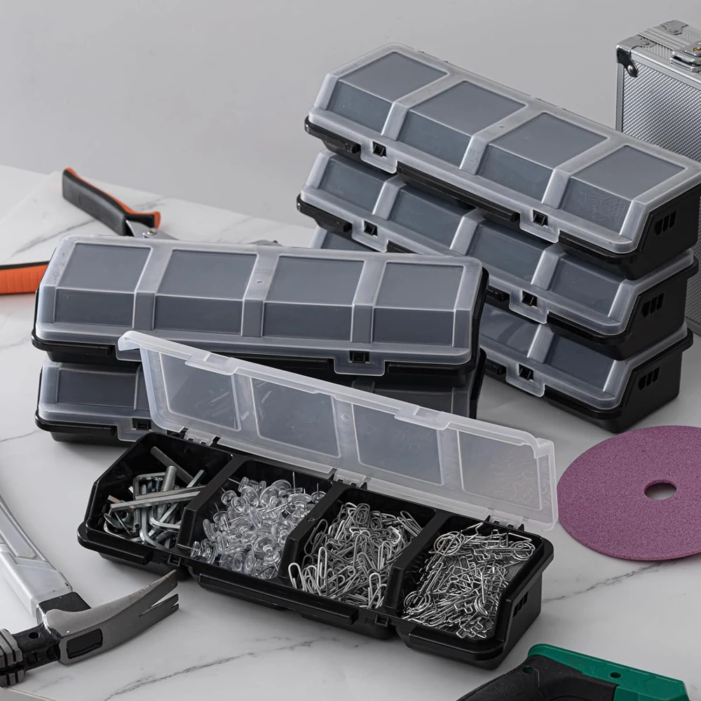 

Ящик-органайзер для винтов с крышками, 4 отделения, разделитель контейнера для инструментов, органайзер для хранения мелких деталей, сортировочный винт, ящик для инструментов, чехол для Garag