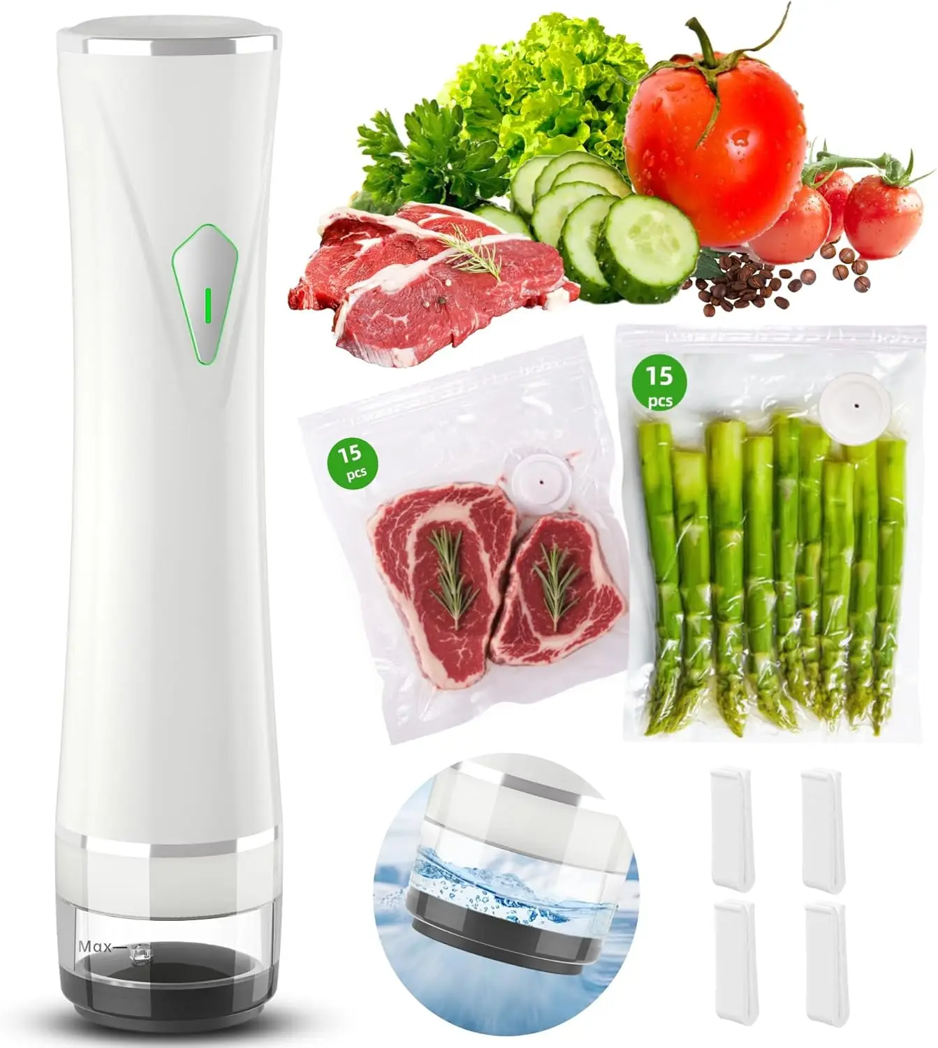 AliExpress – Portable Vacuum Sealer Set with 30 Reusable Bags, Auto-Stop & Detachable Filter for Food Freshness