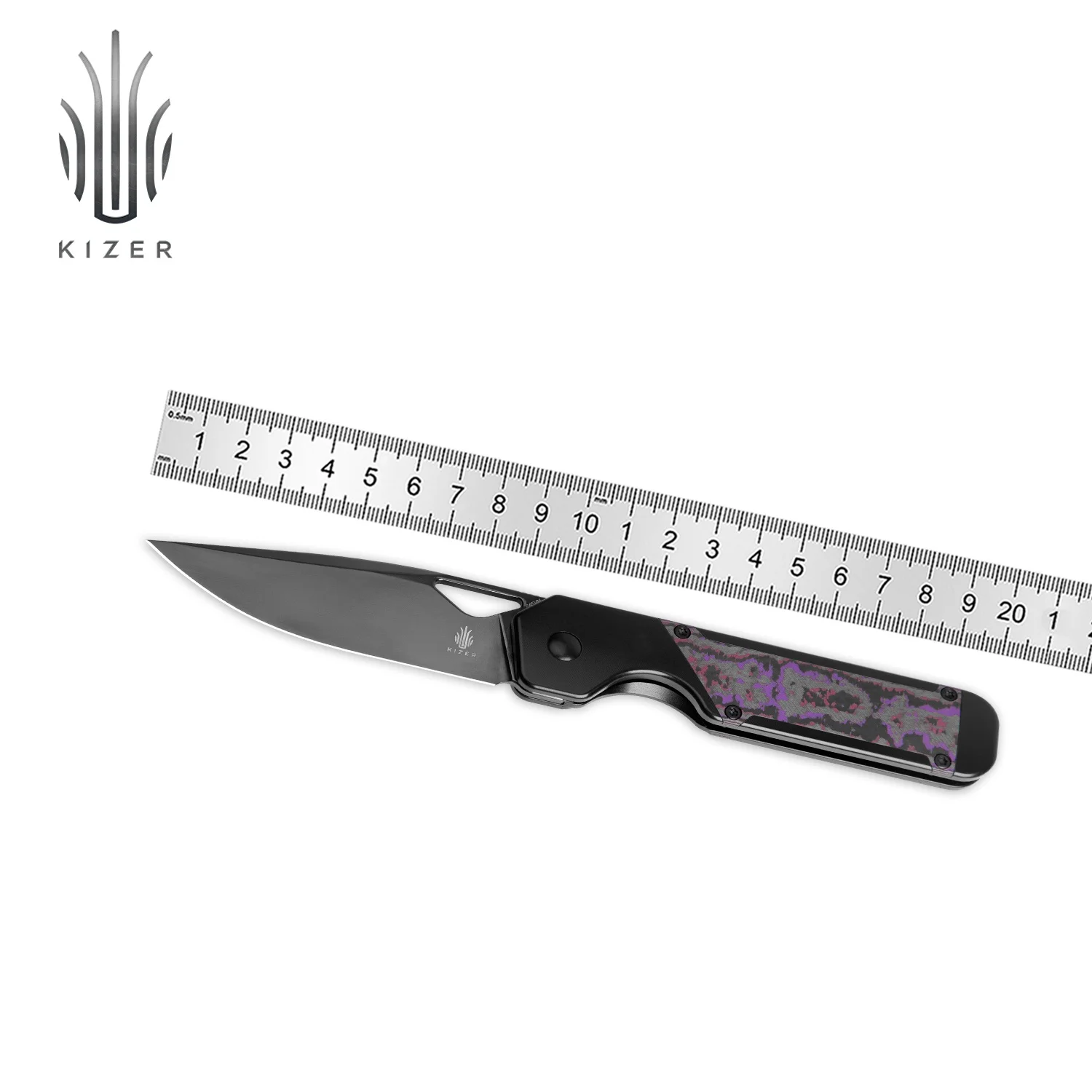 

Kizer Folding Knife Ki3634A2 Militaw 2024 New New Fatcarbon+Titanium Handle with S45VN Steel Blade Knife