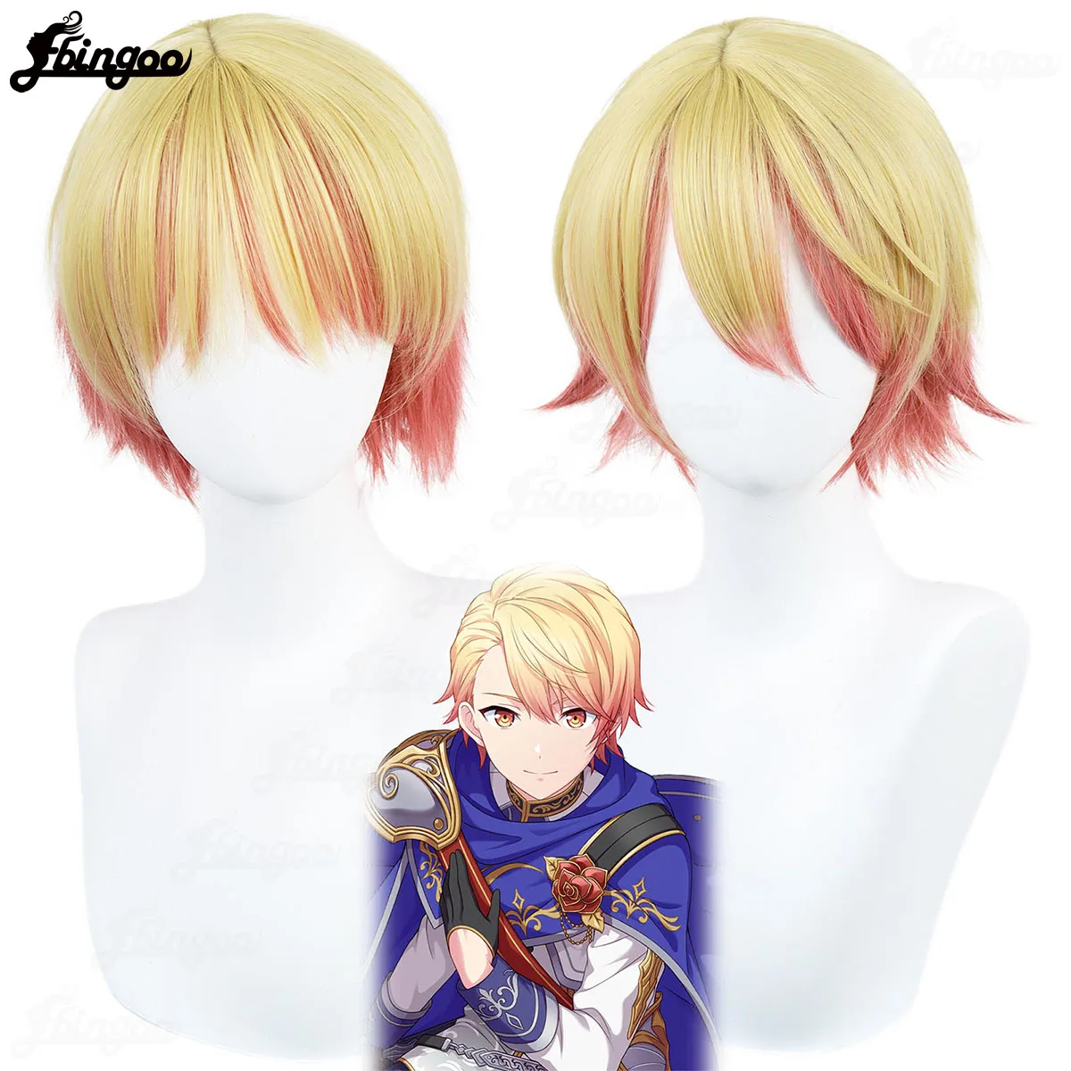 

Ebingoo Synthetic Wig Tenma Tsukasa Cosplay Wig 30cm Short Blonde Orange Mix Color Heat Resistant Hair Halloween Role Play Wigs