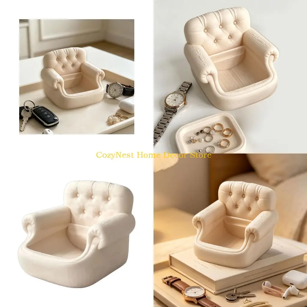 92MF Decorative Key and Coin Holder, 3D Printed Armchair Inspired Catchall, Jewelry Tray for Nightstands, Home Office Desk or