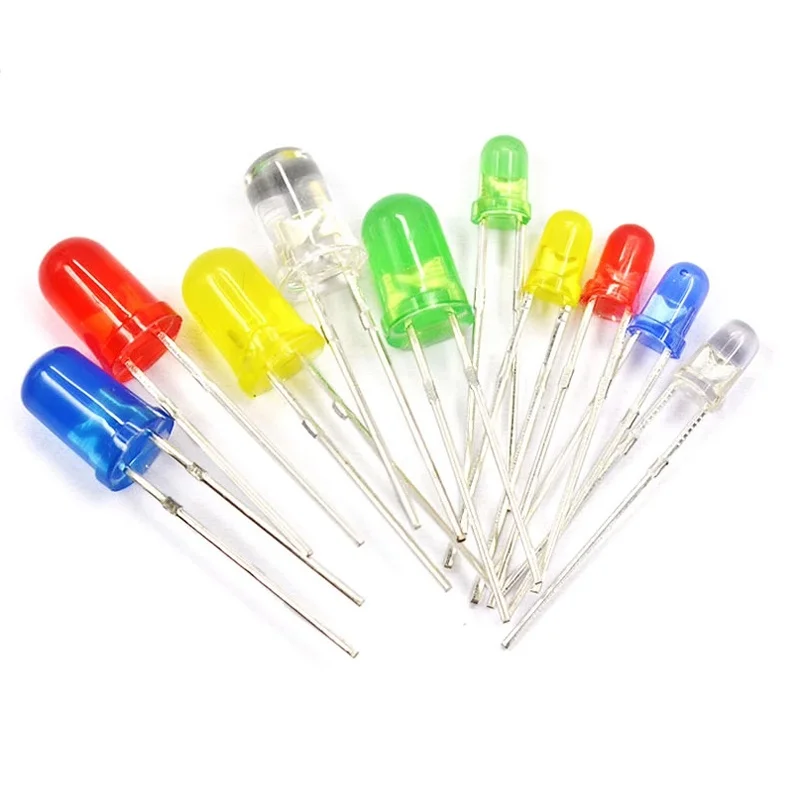 1000pcs/Wholesale F5 5MM F3 3MM Round LED Transparent Ultra Bright Green/Yellow/Blue/White/Red Light Emitting Diode