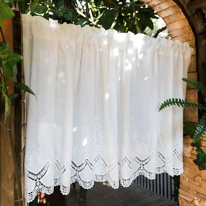 Vintage Embroider Fabric Curtain Blackout Curtains  Kitchen Bedroom Bathroom Cabinet Home Decor Rod Pocket Cafe Short 1 Panel