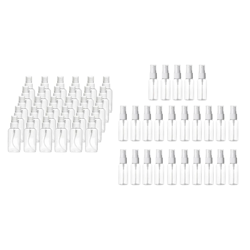 55 x 50 ml/30 ml Sprühflasche, transparente Sprühflasche, nachfüllbar, leere Plastikflasche, Reiseflasche