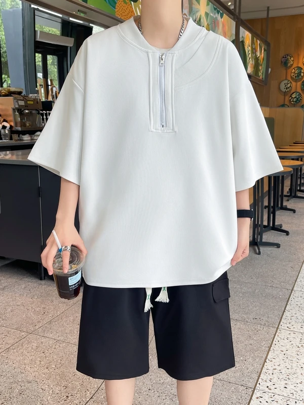 

Loose Casual Sportswear Set for Men Summer 2025 New Sle f Zip ort Sve Two Piece Set Trendy Brand Teenager Suitable
