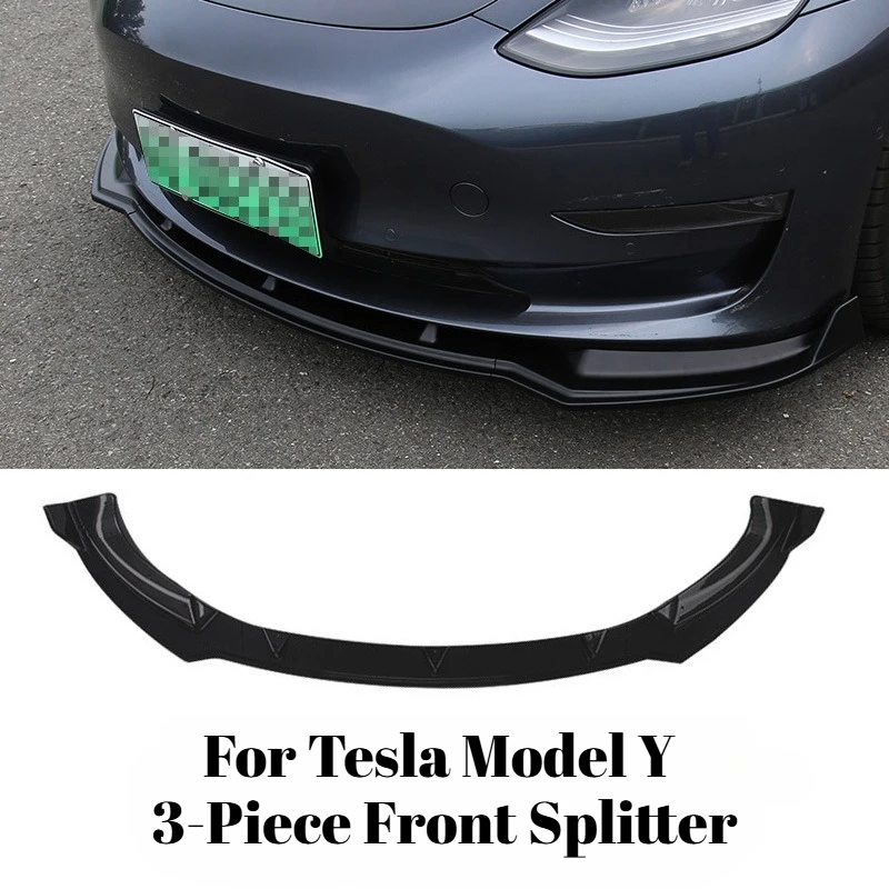 

For Tesla Model Y 3-Piece Wolf Tooth Injection-Molded Front Splitter Small Body Kit Front Lip Car Upgrade Modification Accessory