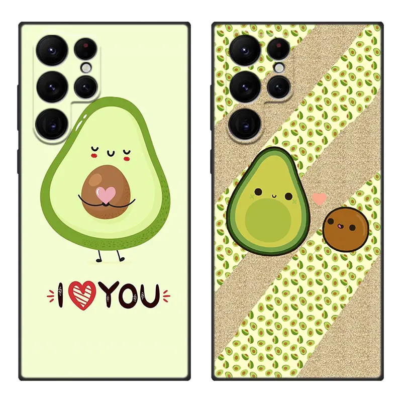 Cartoon Cute Avocado Cartoon Cover Case For Samsung Galaxy S24 Ultra S23 Plus S21 FE S22 Ultra S20 FE 5G S10E S10 Lite S9 Plus