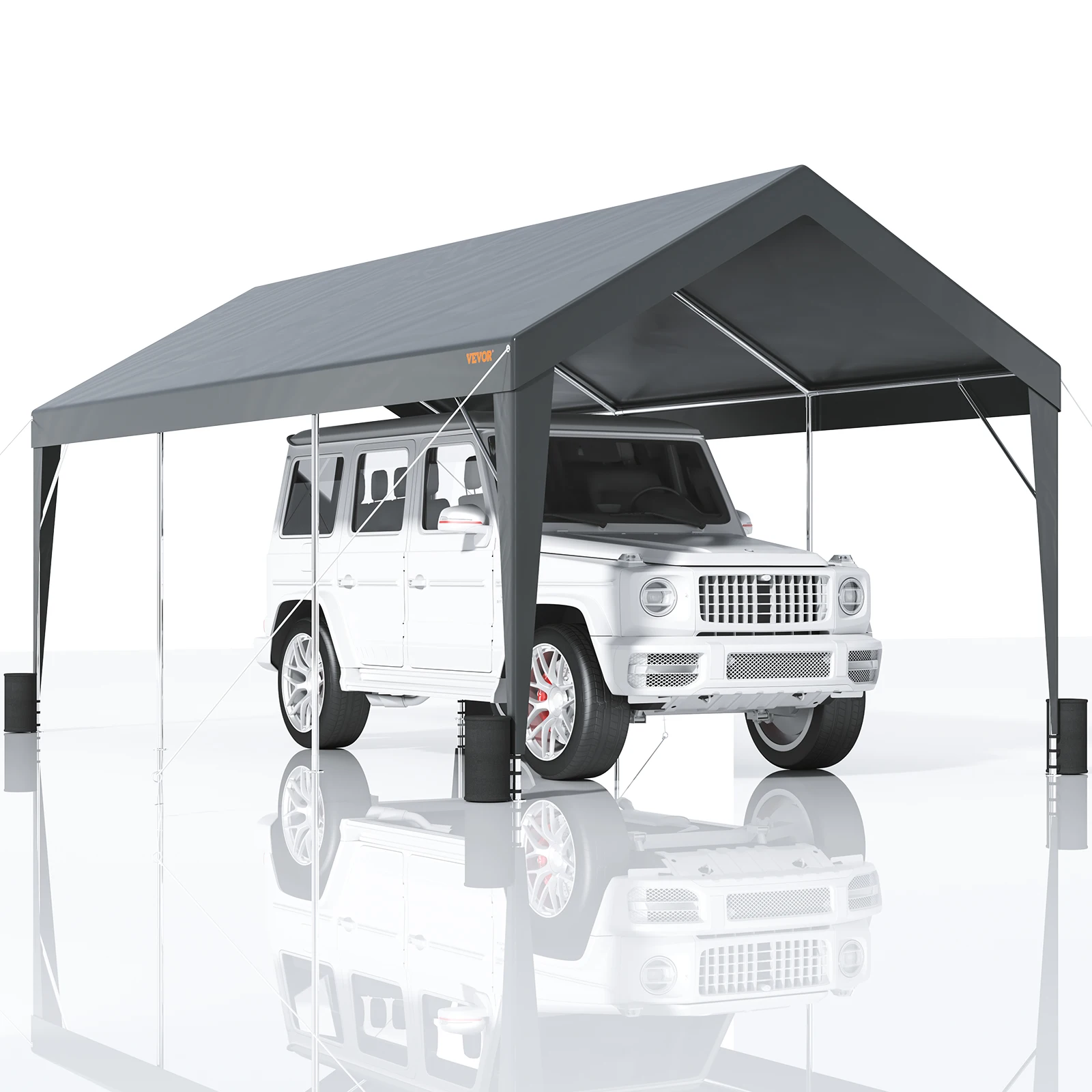 VEVOR Carport 10x20ft Heavy Duty Car Canopy Garage with 8 Reinforced Poles and 4 Weight Bags UV Resistant Waterproof Tarp