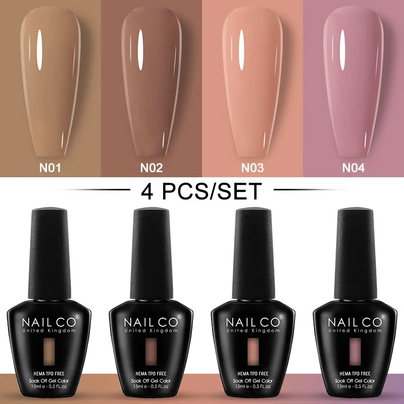 

NAILCO 15ml 4pcs/Set Nude Color Gel Polish Nail UV Lakiery Hybrydowe Vernis Gel Polish Vernis HEMA TPO FREE Top Nails Art Design