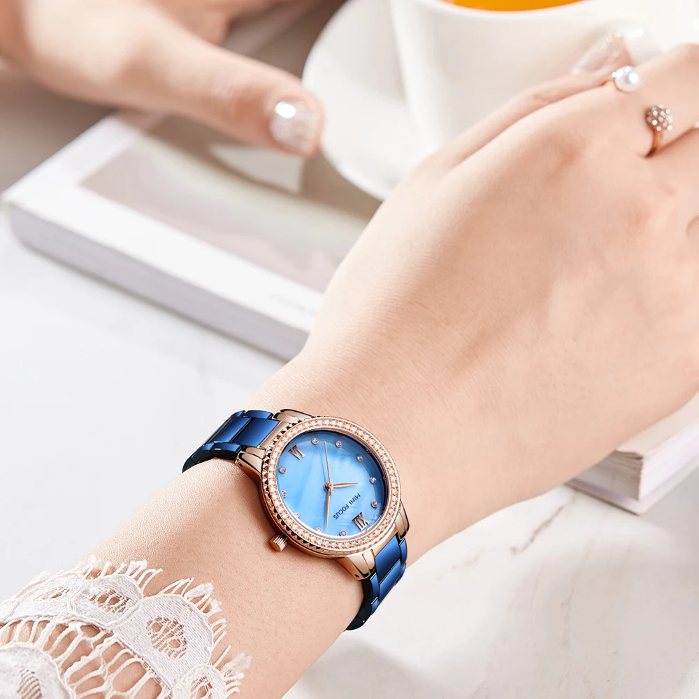 MINI FOCUS 0226L Luxury Fashion Women's Watch Steel Belt with Diamond Inlaid Waterproof Watches for Women Relogio Feminino
