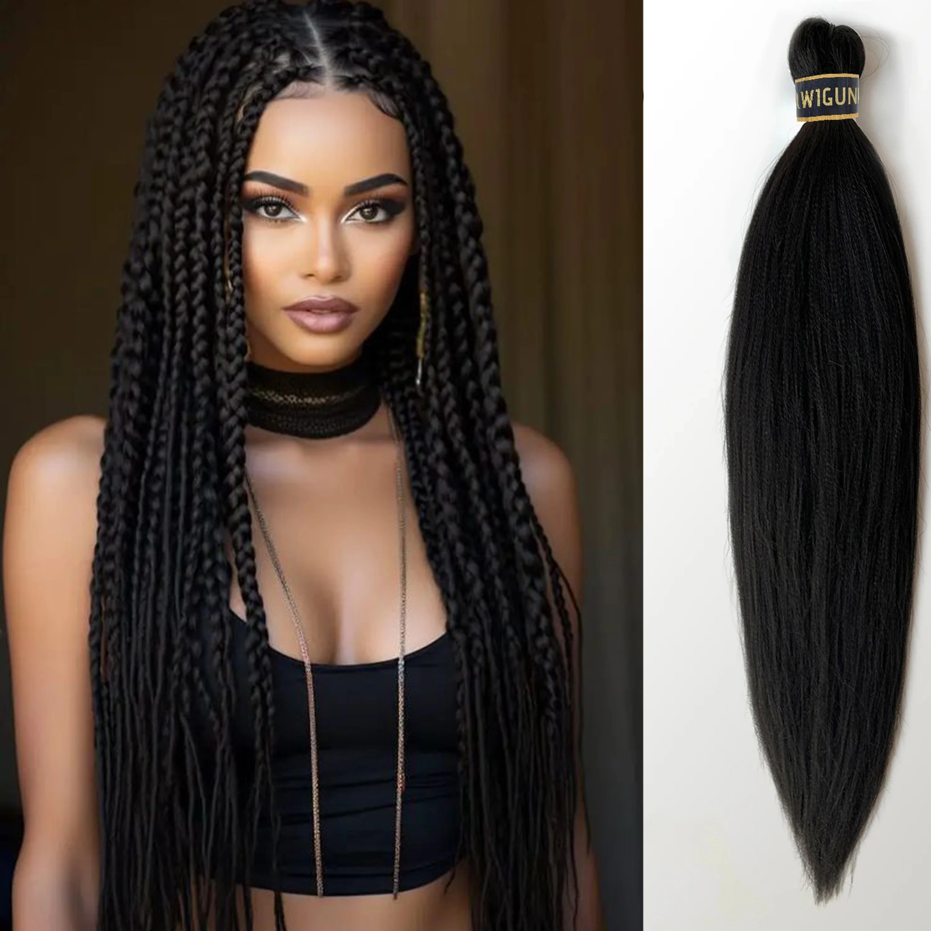 

Предварительно растянутые плетеные волосы - Jumbo Box Braids Extension 26 дюймов, предназначенные для чернокожих женщин, стильная прическа
