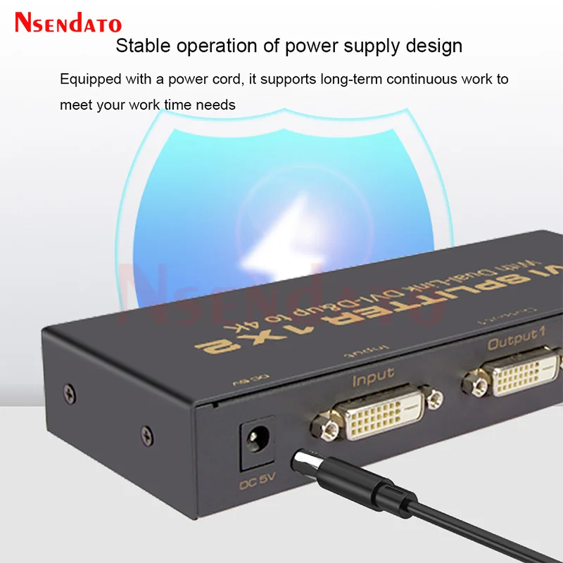 DVI Splitter 1X2 1 in 2 out DVI Switch Switcher 4K 1 DVI-D input و 2 DVI-D Output 2 Port DVI Splitter لشاشة التلفزيون PC #6