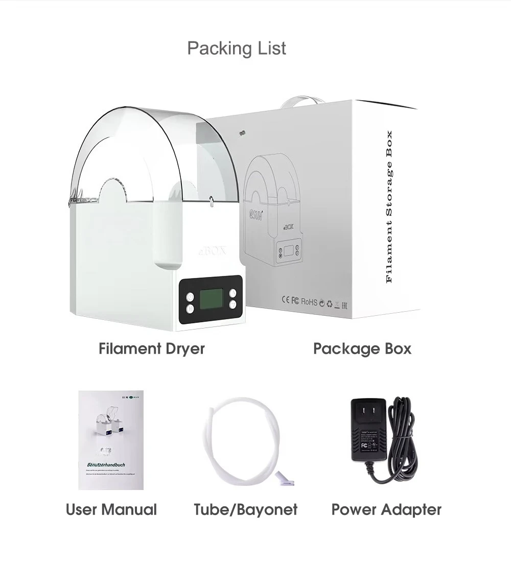 ملحقات الطابعة ثلاثية الأبعاد صندوق مجفف مع حامل تخزين خيوط قياس الوزن خيوط مختلفة محول طاقة الولايات المتحدة/الاتحاد الأوروبي #5