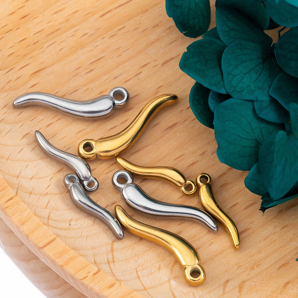 5 Stück Edelstahl Pfeffer Charms Simulierte Gemüse Ohrringe Anhänger für Halsketten DIY Schmuckherstellung Zubehör 15mm 20mm – Detail 3