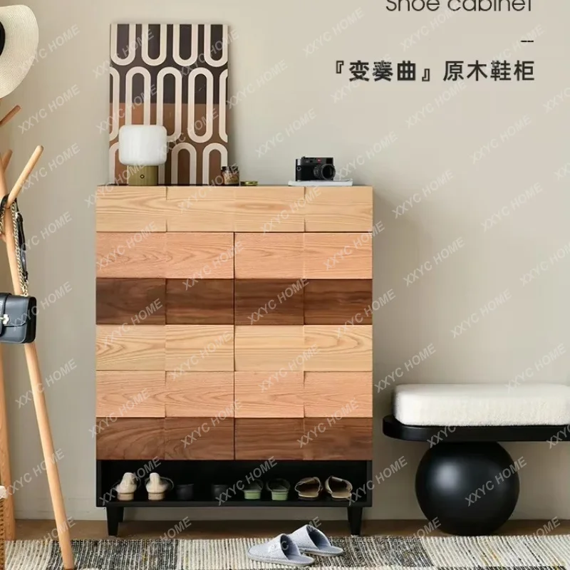 XX Wooden Shoe Cabinet Modern Italian Style House Space Saving Shoe Rack Living Room Drawers Zapatero Tela Furniture