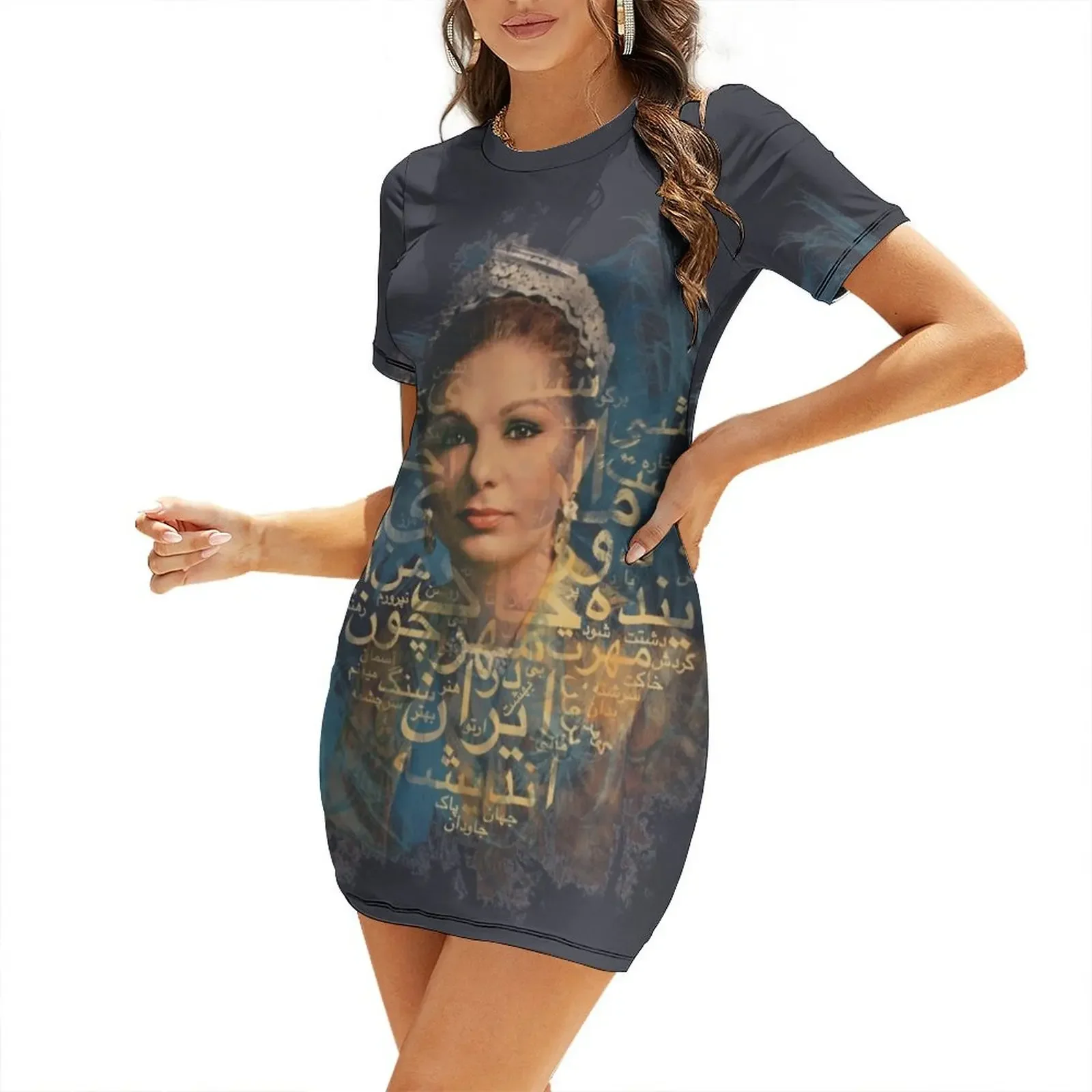 

Queen of Persia (Farah Diba) Short-Sleeved Dress Women's summer dresses prom dresses womens dress Dress