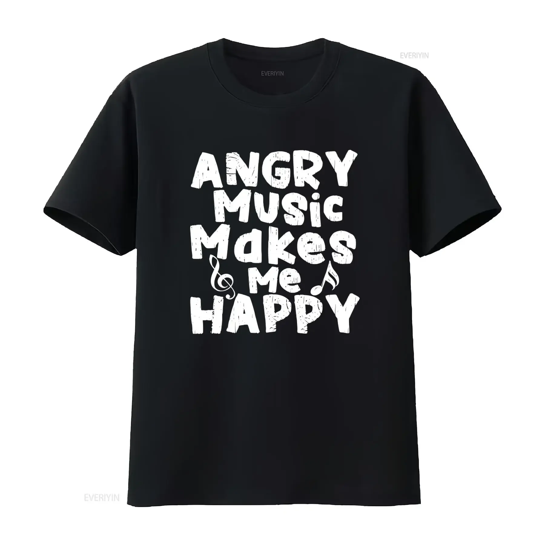 Angry Music Makes Me Happy T Shirt for Metal Lovers Grind Core and Hard Festival Funny Band Jersey Short vintage Washed