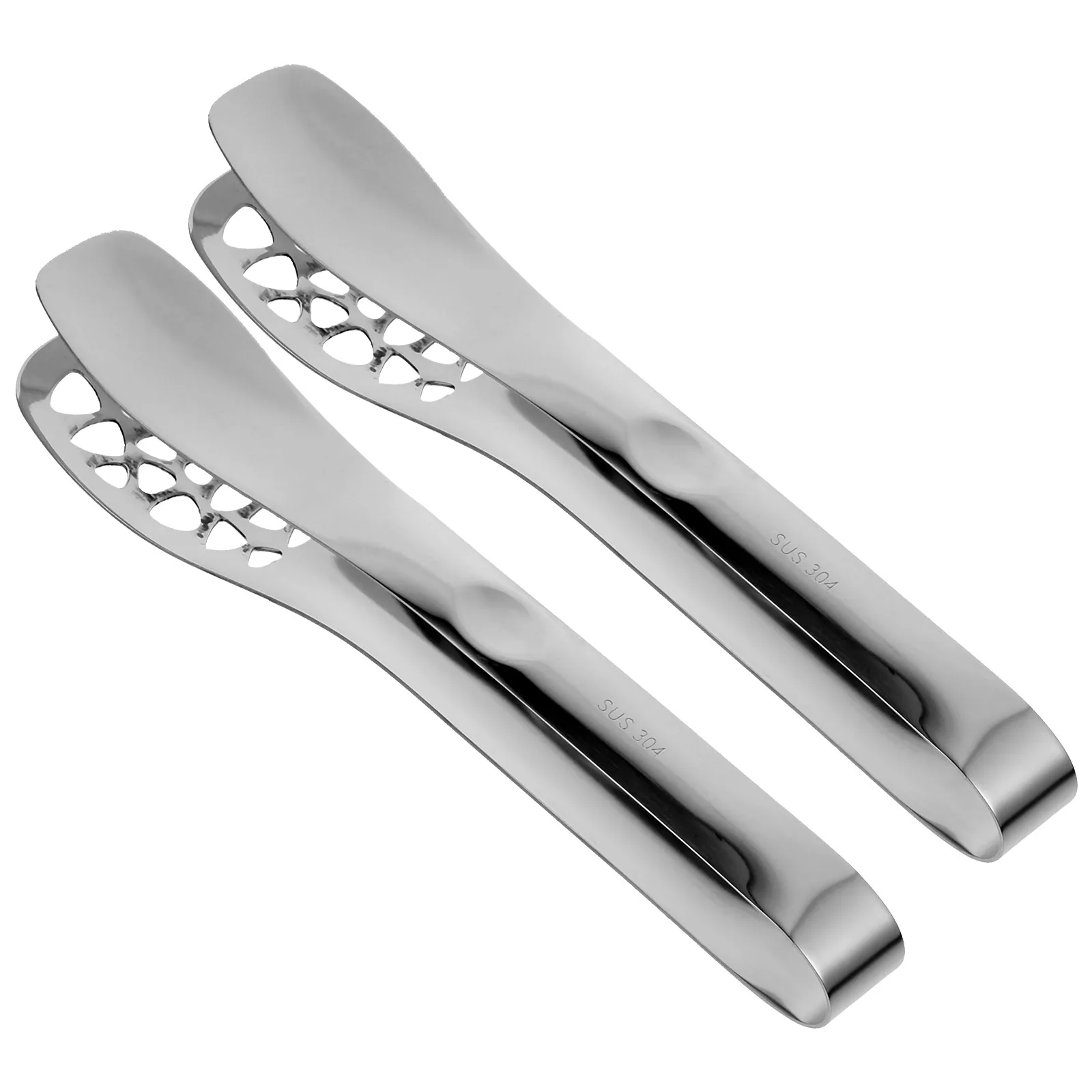 

2pcs Stainless Steel Food Tongs Heat Resistant Handles Ergonomic Kitchen Steak Clamp Portable Grilling Cooking Accessories