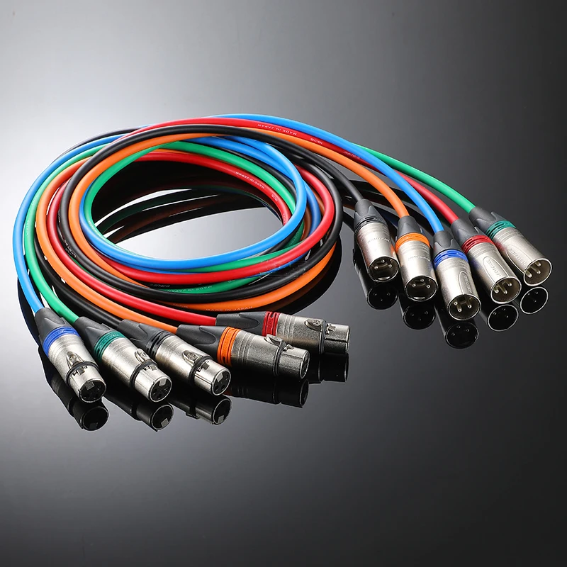 2T2S Color Speaker Cable 0.5m/1/10-30m 3-core Male To Female XLR Plug Shielded Audio Cable Microphone Amplifier Connector Cable