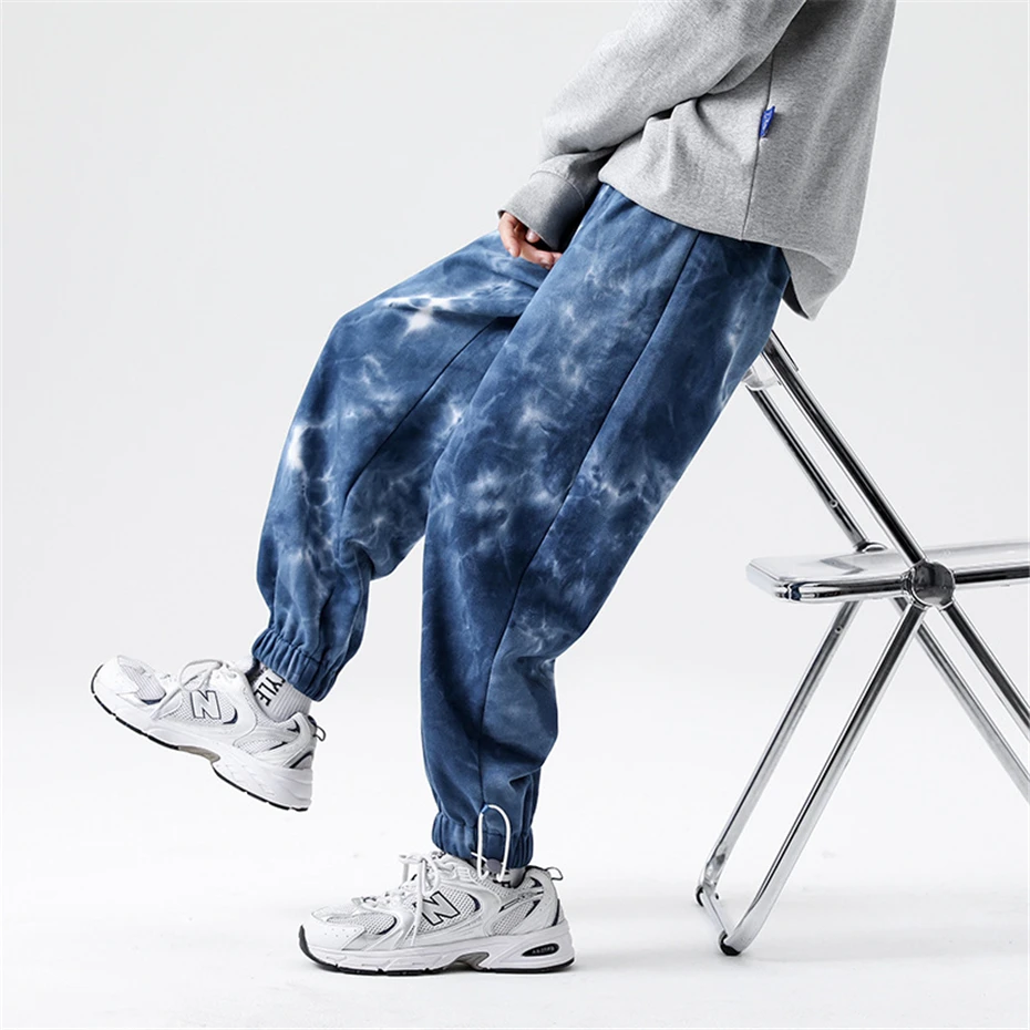 Hip Hop Streetwear Tie Dyed Pants Men Harajuku Sweatpants Joggers Men Tie-dye Trousers Elastic Waist