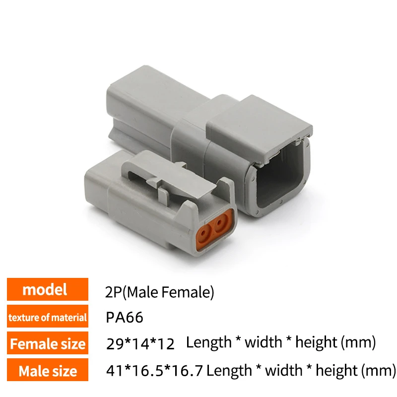 10/50/100 Sets Deutsch DTM04-2P DTM06-2S Waterproof Electrical Wire Connector 16-22AWG DTM Series Connector Male Female