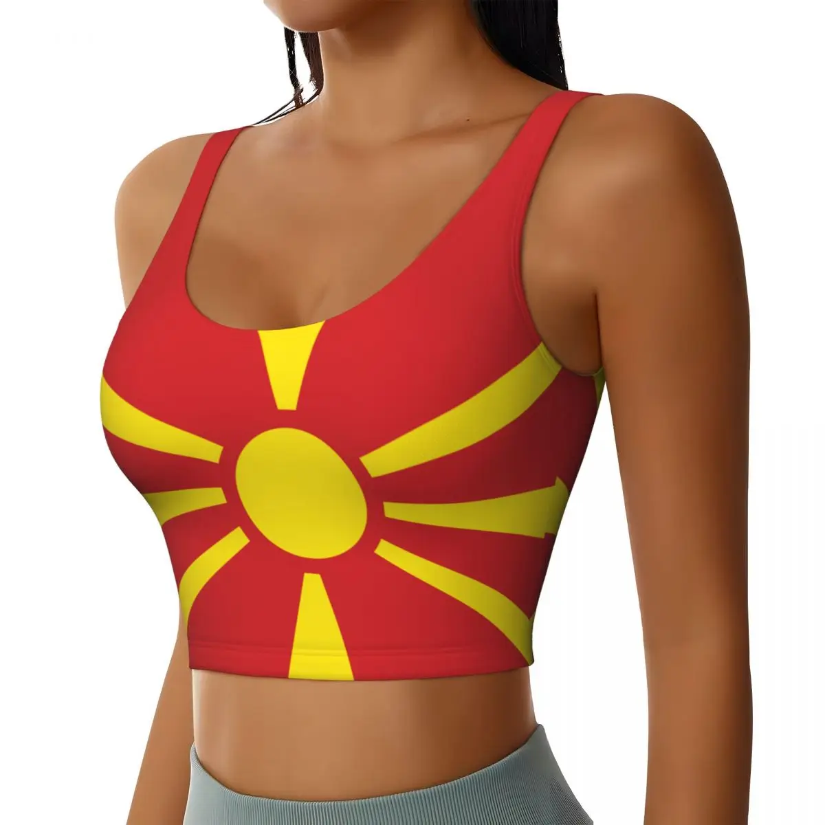 Women Sexy Sports Vest Macedonia Flag Female Streetwear Sport Lingerie Tee Crop Top