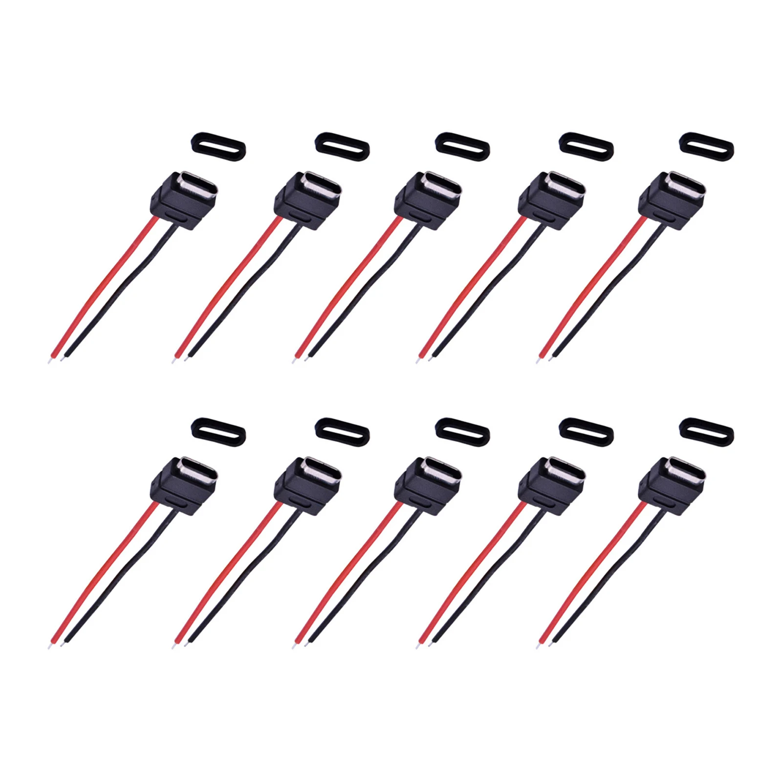 

10Pcs Type C Connector 2Pin Welding Wire Waterproof Female Socket 2.5A High Current Fast Charging Jack Port USB-C Charger Plug