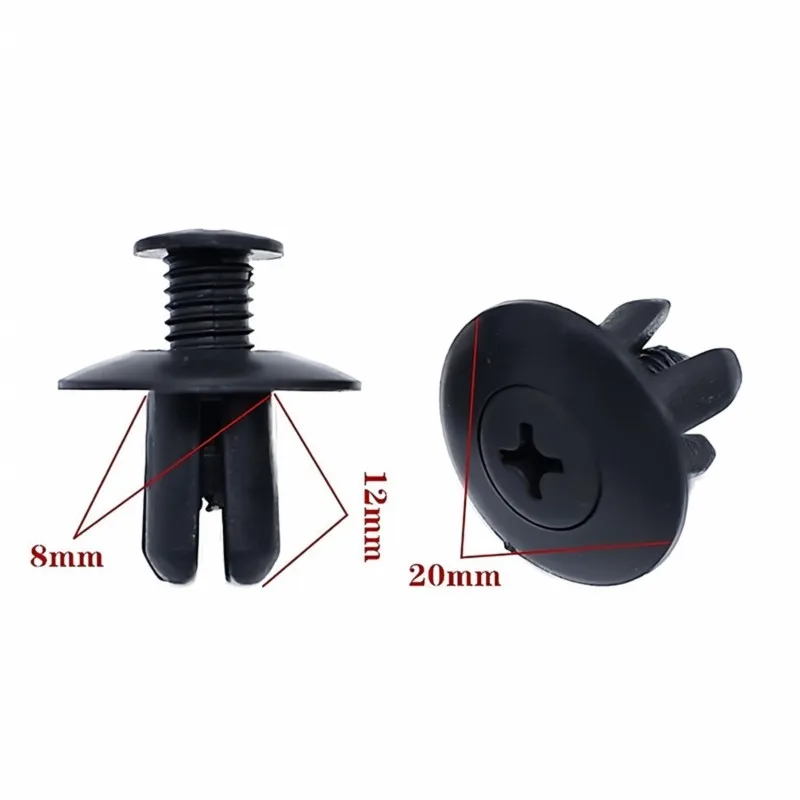 A22F-50Pcsautomotive Plastic Expansion Through Screw Buckle, Bumper Leaf,For Mudguard, Trunk Universal Buckle 8Mm Car Buckle