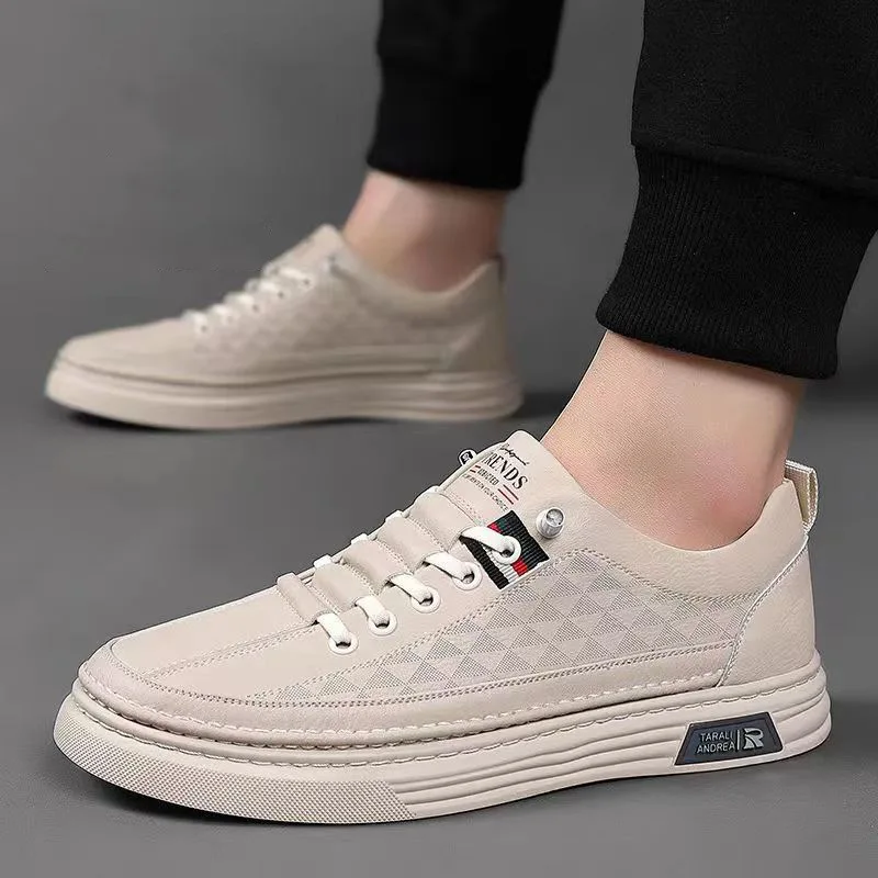 High Quality Men\'s Leather Shoes Summer Comfortable Sneakers Fashion Designer Men Shoes Soft Leather Versatile Skateboard Shoes