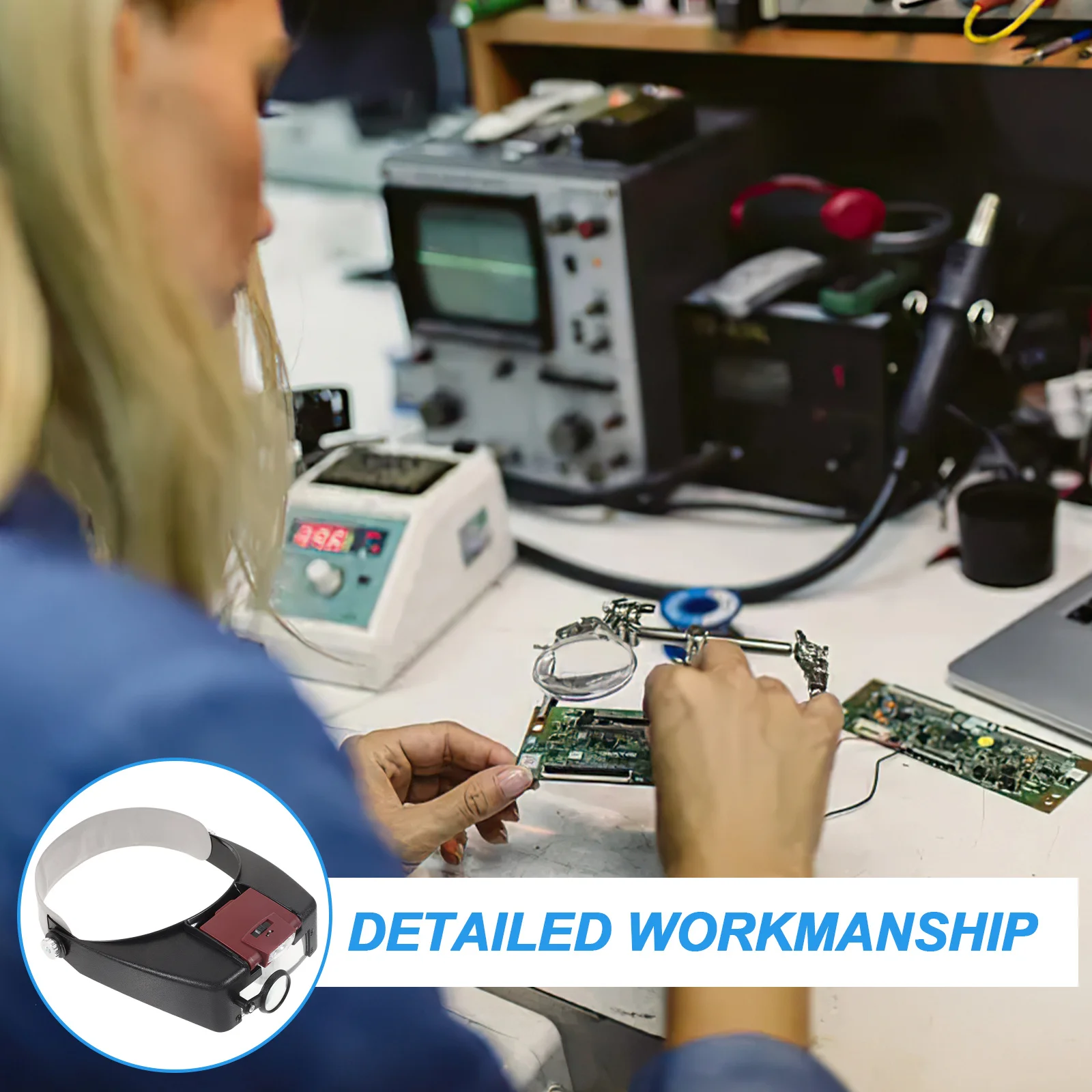 

2 LED Headband Magnifier Style Adjustable Head Strap Professional Loupe Hands Free Magnifying Glasses for Jewelry Watch