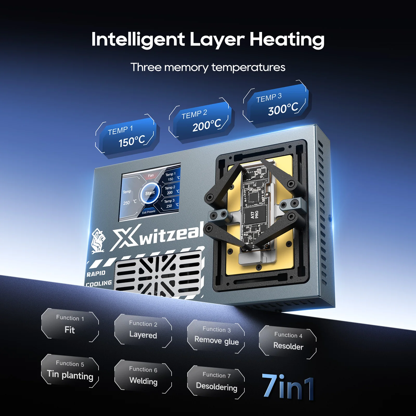 Xwitzeal JR1 Smart Constant Temperature Desoldering Station Kit for IPhone X-16PM Repair Bonding Delamination Desoldering Tools