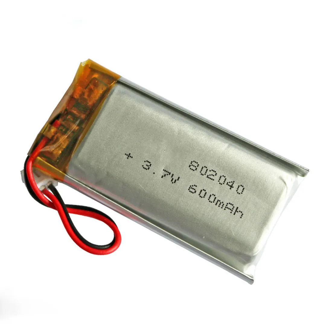 2/5/10/20 Pcs 3.7V 600mAh 802040 Lithium Polymer Ion Battery 2.0mm JST Connector