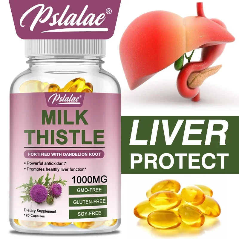 Premium Milk Thistle Supplement 1000mg Silymarin and Dandelion Root for Healthy Liver Function Detox Formula