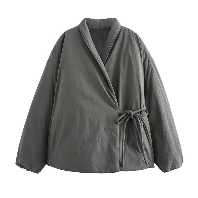 Upgraded Thick Wrap Front Tie Padded Jacket Kimono Style Collar Long Sleeve Loose Warm Daily Women Coat 2026 Winter Cotton Coats 24 S783f89cc414b4f77a10661b249f9bc57D