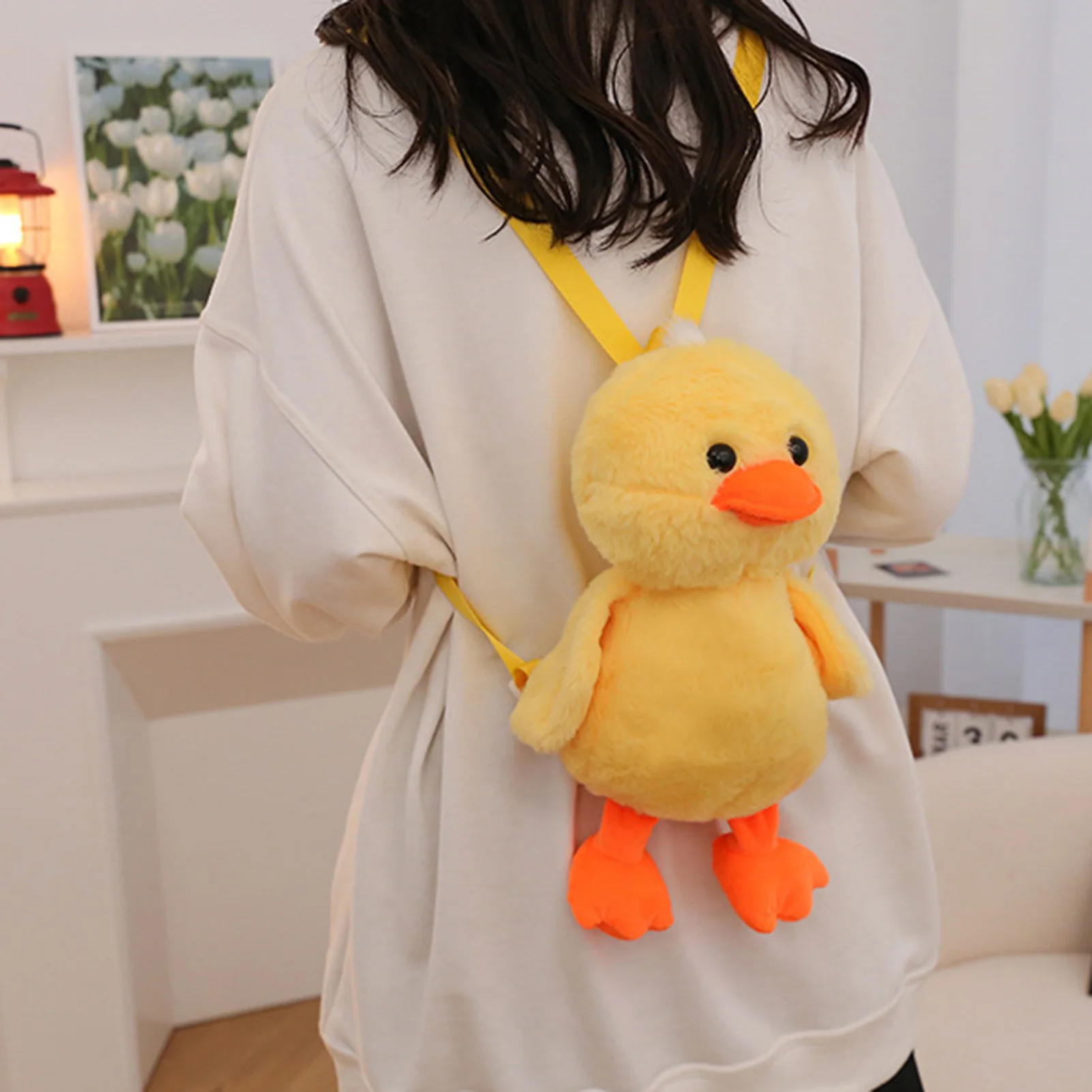 Yellow Duck Plush Backpack Purse Kawaii Soft Fuzzy Purse Handbags Gift for Christmas Children's Day