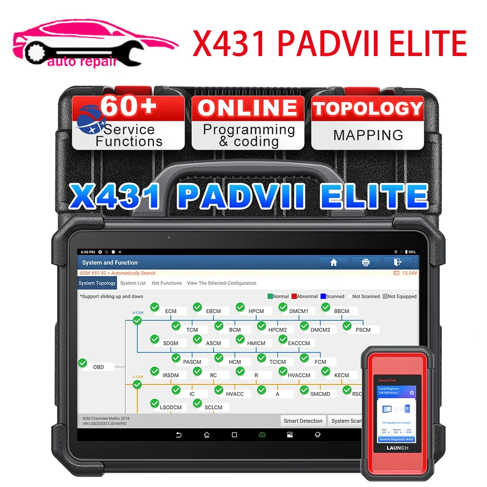 

Launch X431 Pad7 Elite omotive Diagnostic Tool Support J2534 Online Coding Programming and ADAS Calibration PAD7 PADVII