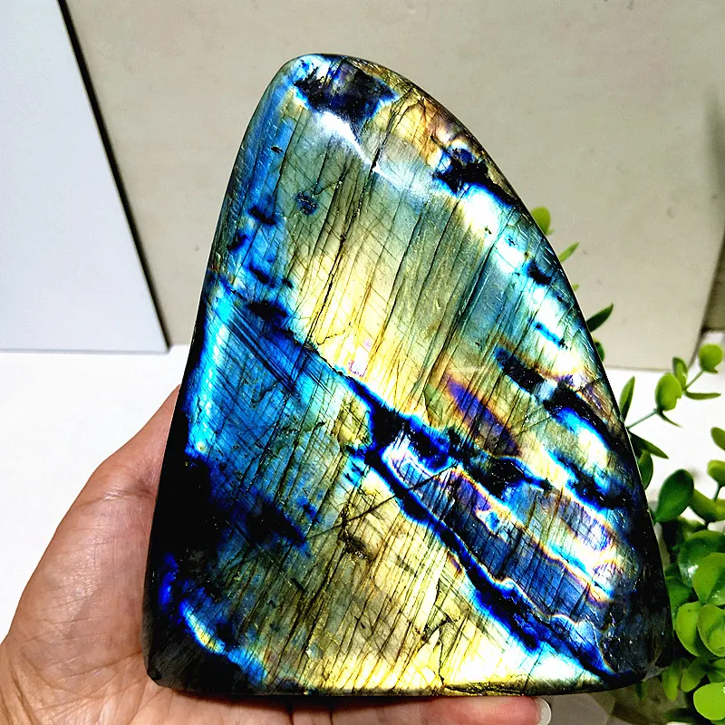 AA Dig Natural Stone Labradorite Crystal Freeform Magical Energy Spiritua Meditation Chakras Reiki Healing Home Room Decor