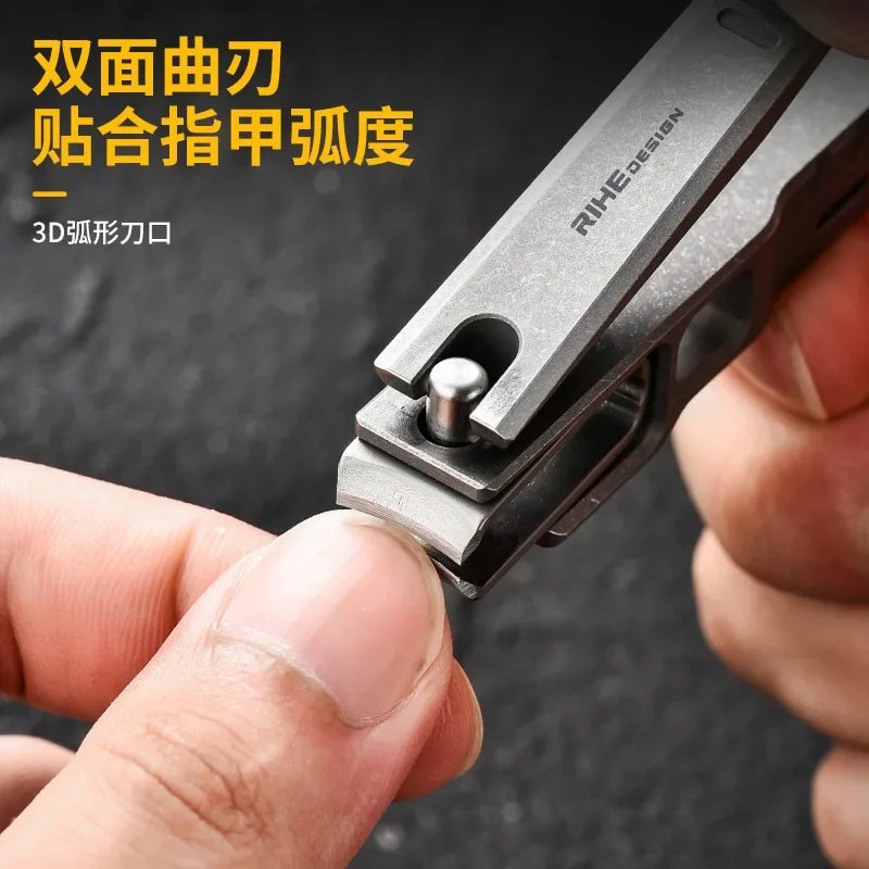 Imagem -02 - Edc Titanium Alloy Nail Clippers Cortador de Unhas High End Anti Splash Outdoor Camping Tools