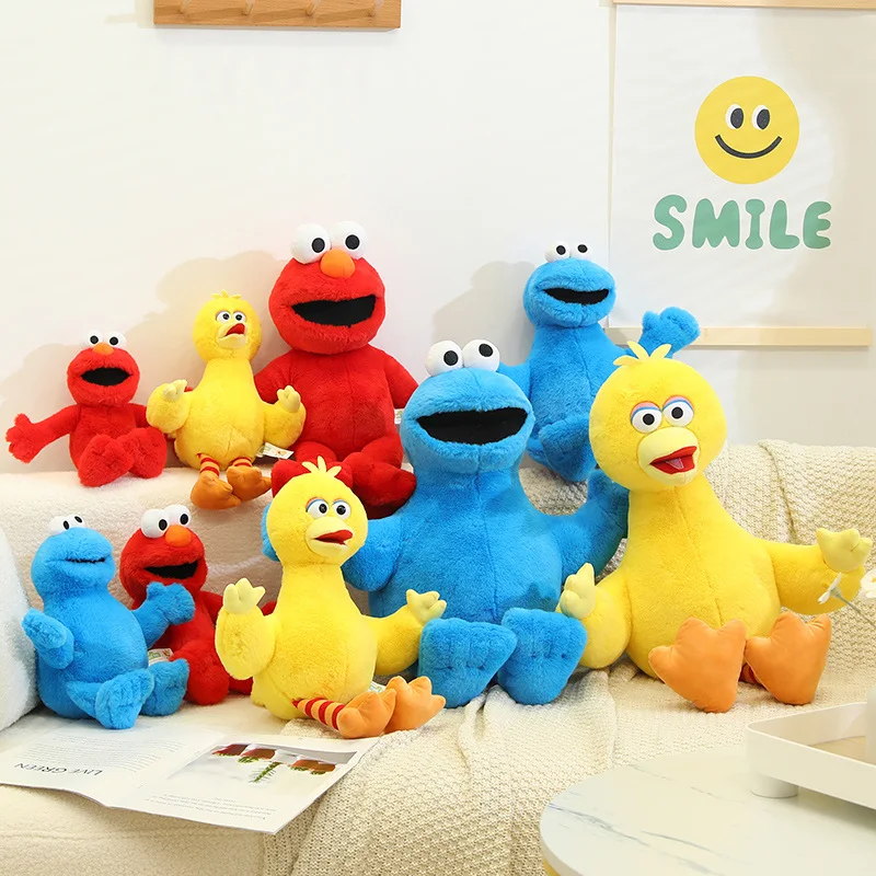 Kawaii Anime Figure Sesame Plush Toys Cookie Monster Big Bird Elmo Super Soft Education Creative Doll Kids Birthday Gift