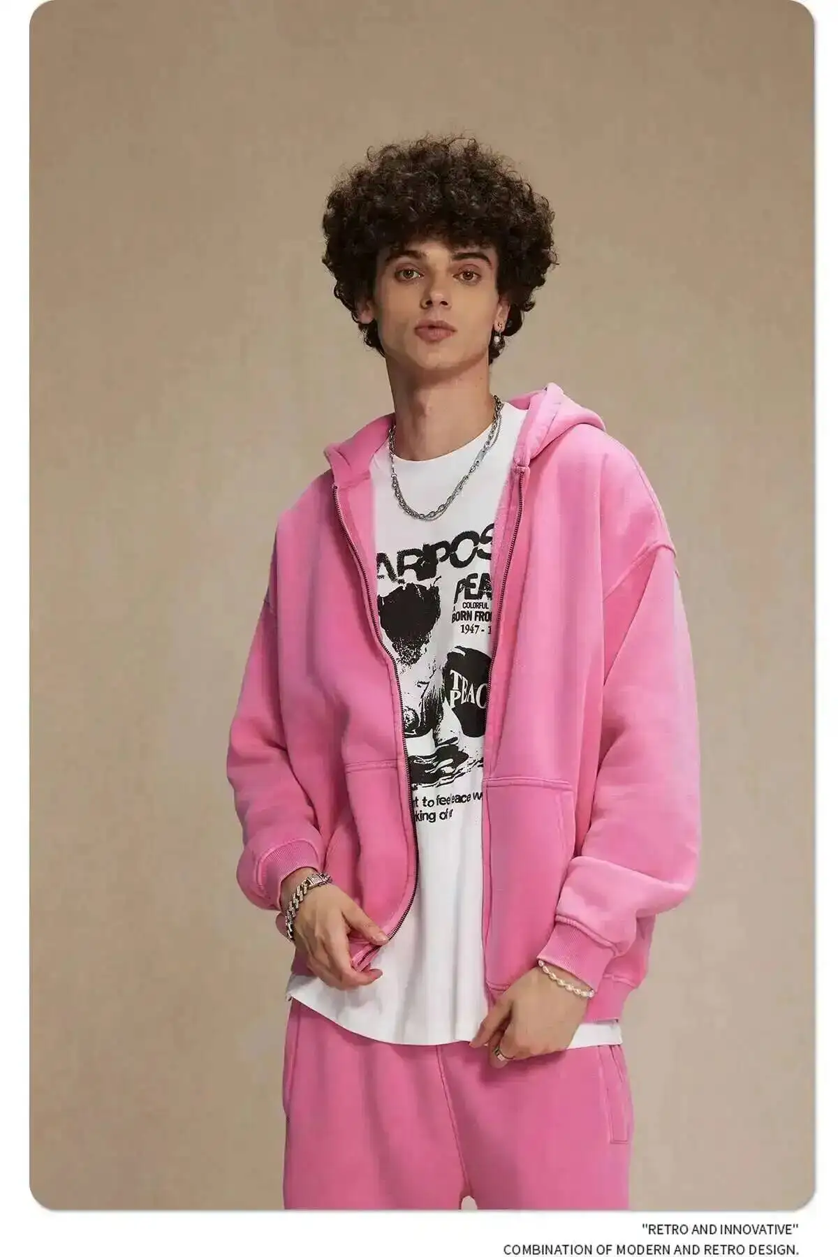 IEFB Men's Wear Wax Printing Vintage Male Hoodies Oversized Loose Zipper Water Washed Plush Sweatshirt Trendy New 9C9349 14 S783f983c5eeb40ed86d1972a9496652fd