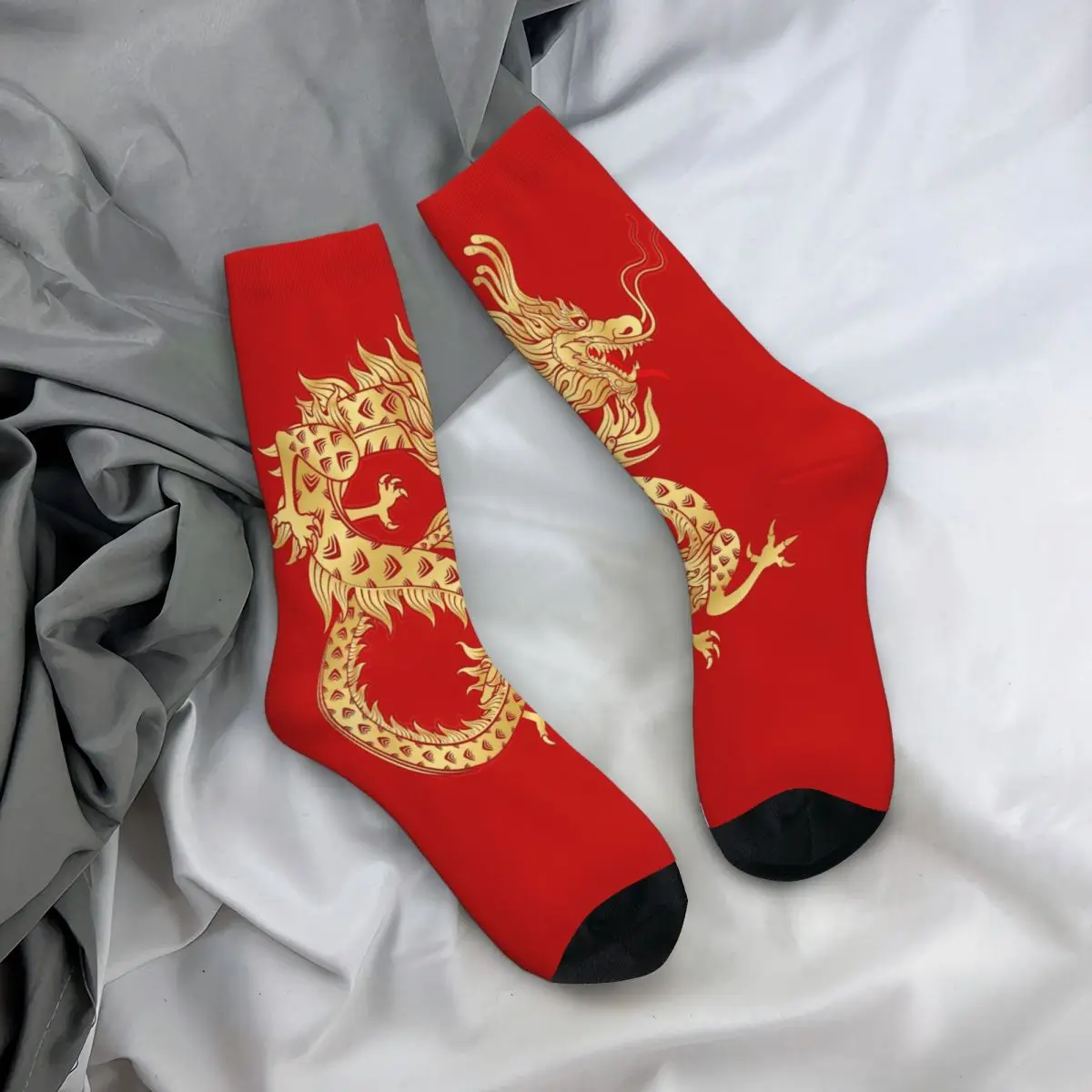 Non brand,pattern Chinese Dragon cosy Unisex Socks Windproof Interesting Four Seasons Socks