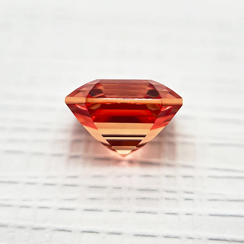 Laborgezüchteter Padparadscha-Asscher-Schliff Feuer-Lotus-Farbe Hochglänzender Loser Edelstein für Schmuckherstellung mit Ausgewähltem Zertifikat – Detail 4