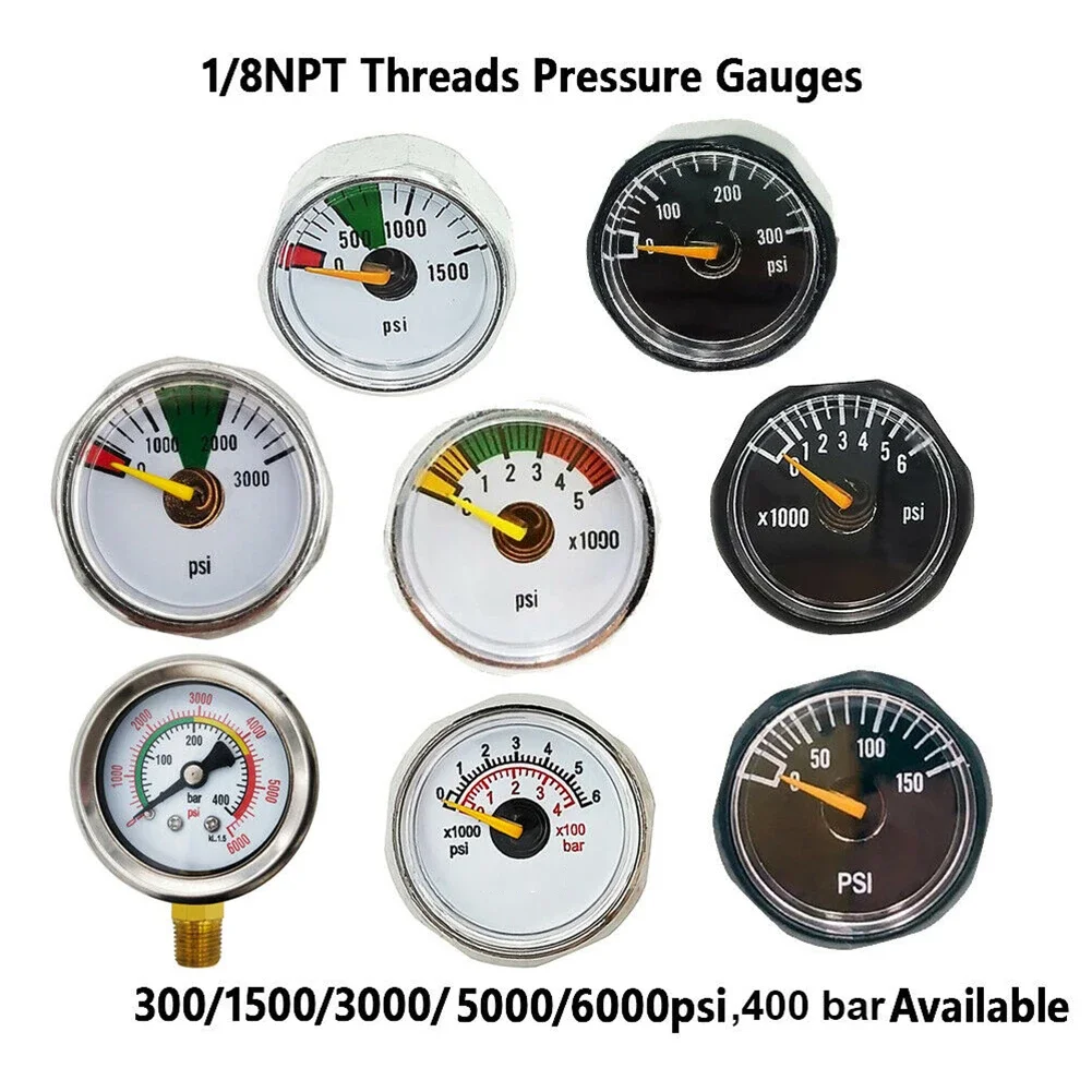 PVC Air Pressure Gauge 150 PSI 300 PSI 1500 PSI 3000 PSI 5000 PSI or 6000 PSI Capability 1/8 NPT Threaded Connector images - 6