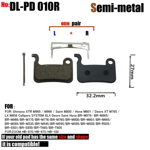 Imagen 2 del producto DELT 4 pares de pastillas de freno de disco de bicicleta, para M596,M595,M535,M665,M775,776,765,XT/R,975,966,965,,HB-870/875/110 parte