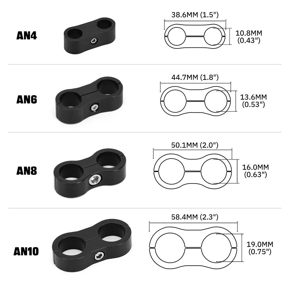 1Pcs Universal AN4 AN6 AN8 AN10 AN12 Billet Oil Fuel Water Hose Tube Seprator Divider Clamp aluminum line separator