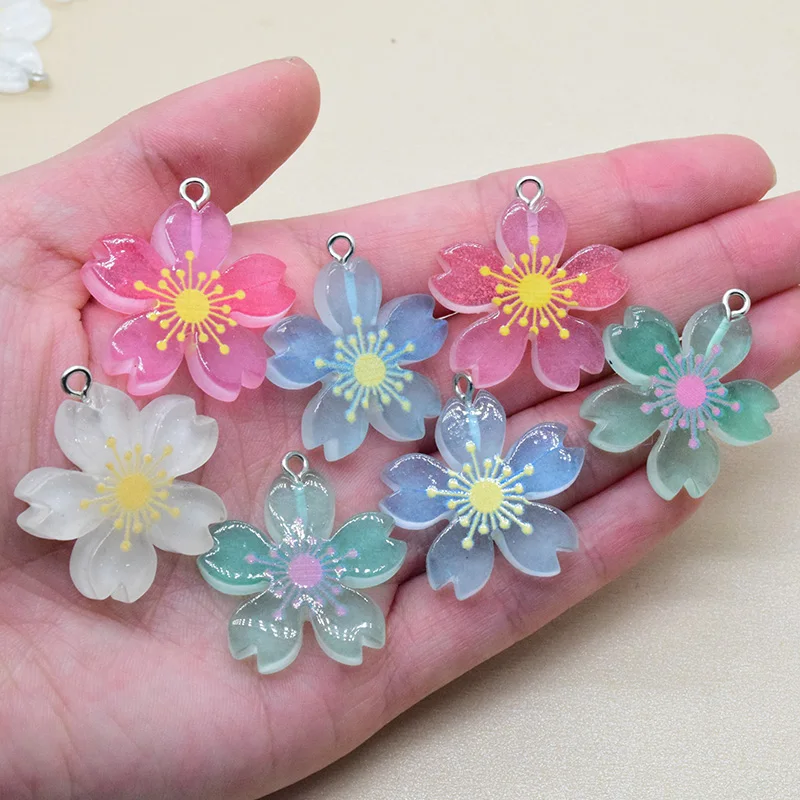 10PCS Clear Cherry Flat Back Resin Charms for DIY Jewellery Making