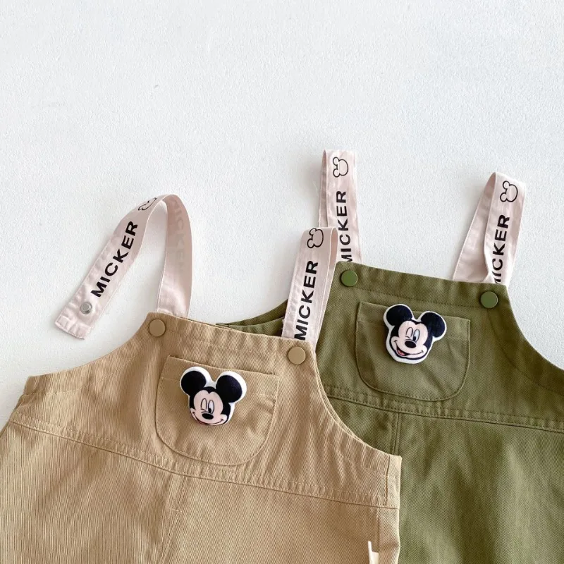 Monos de Mickey para bebé, peleles infantiles, pantalones de babero para niño, pantalones vaqueros con tirantes para niño pequeño, K351, otoño